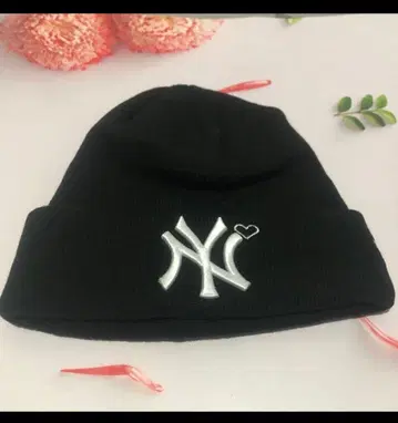 BASICK 블랙 니트 모자 NY 로고 자수