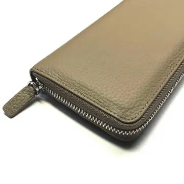 [오늘 발송! ] 주름 가공 천연 가죽 장지갑 라운드 지퍼 그레이지