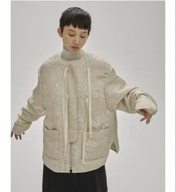 자카드 파이핑 블루종 사이즈 36 아이보리