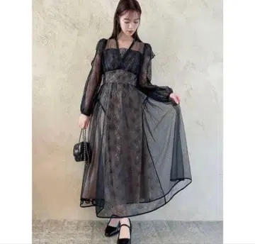 dazzlin MIX레이스 드레스 블랙 M사이즈