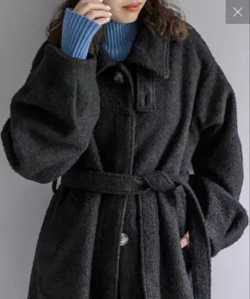 mystic 스탠 칼라 롱 코트 블랙 2