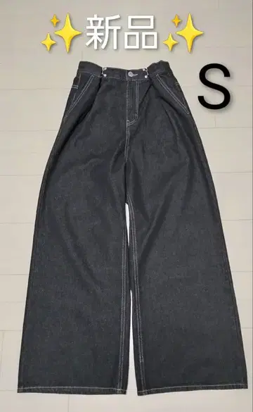 새상품 와이드 데님 팬츠 블랙 S