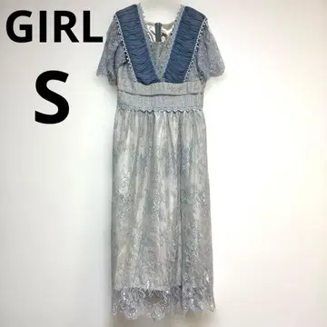 GIRL 걸 시어 레이스 하이웨스트 롱 기장 원피스 드레스 S