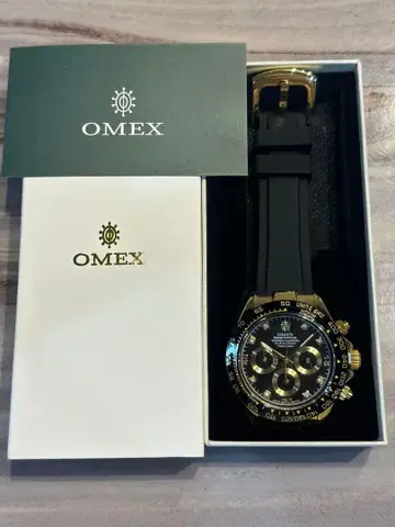 OMEX 크로노그래프 시계 블랙 골드