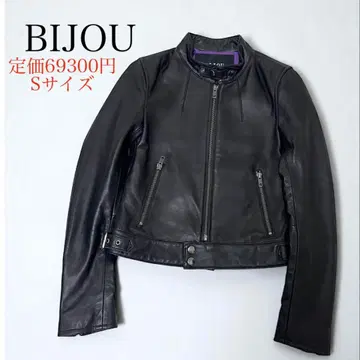 컨디션 최상 BIJOU/비쥬 !가죽 싱글 라이더 양가죽 S 블랙