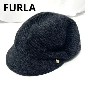 FURLA 훌라 팬시 트위드 니트 헌팅 캡 모자 햇 블랙