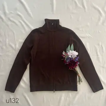 유나이티드 애로우즈 지퍼 가디건 브라운 울 100%