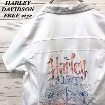 [ 레어 ] 할리데이비슨 반팔 셔츠 F 빅 로고 화이트 HS401