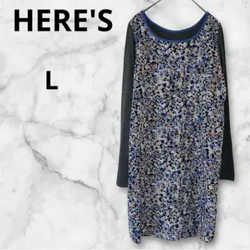 히어즈 원피스 티셔츠 튜닉 긴팔 올 패턴 꽃무늬 그레이 L
