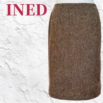 이네드 타이트 스커트 트위드풍 믹스 원단 따뜻한 소재 브라운 계열 (2)