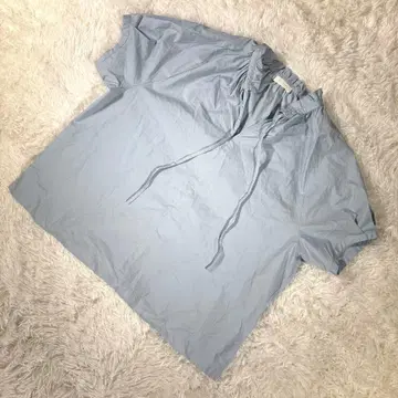 보르지 [ F ] 코튼 개더 블라우스 반팔 일본제 라이트 블루