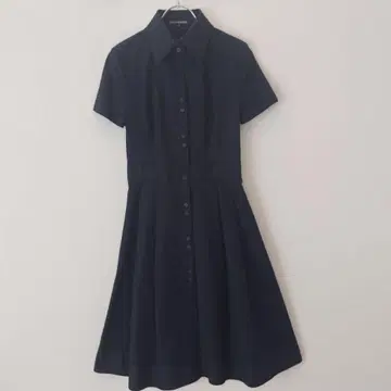 새상품급 FOXEY NEWYORK 셔츠 원피스 A라인 롱 네이비 S