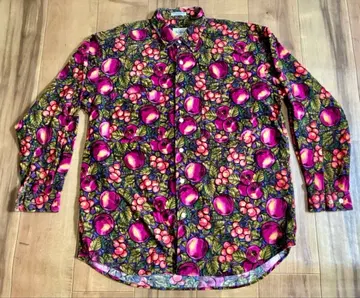 빈티지 코듀로이 프린트 올 패턴 셔츠 90s