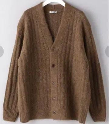 AURALEE 알파카 혼방 브라운 가디건