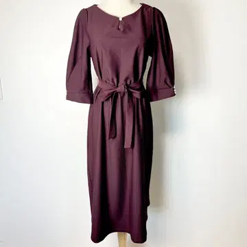 새상품급 index 인덱스 버건디 펄 장식 무릎 기장 원피스 월드