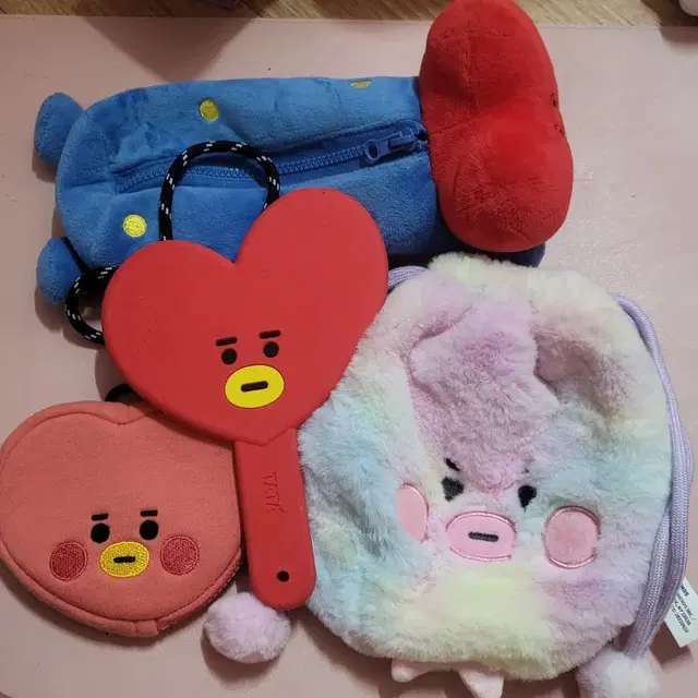 BT21 타타 방탄소년단 뷔 캐릭터 필통, 조리개 파우치, 손거울 일괄