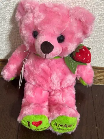 딸기 부착 핑크 봉제 인형 지역 한정 베어 후쿠오카 아마오우