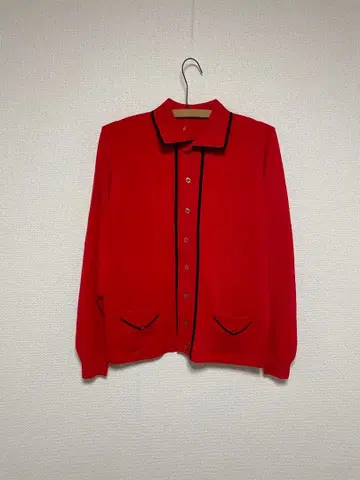 60s 70s 니트 가디건 셔츠 아크릴 버튼 포켓 포함