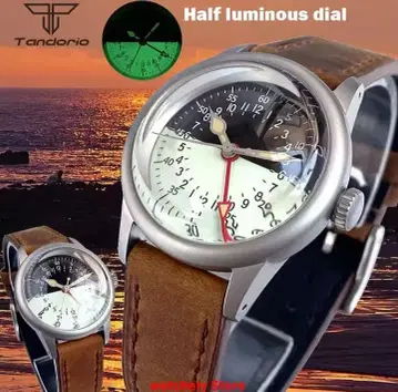 Tandorio 자동 와인딩 손목시계 하프 루미너스 다이얼
