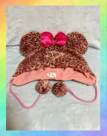 디즈니 팬캡 레오파드 무늬 핑크