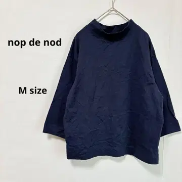 nop de nod US 코튼 보틀넥 7부 소매 티셔츠 M 네이비