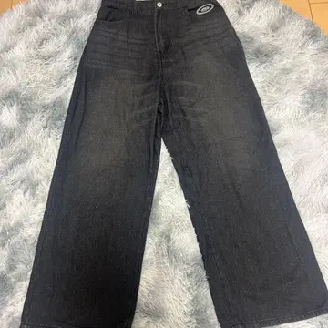 MSC 와이드 레그 데님 블랙 라이트 블루