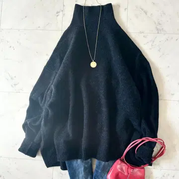 컨디션 최상 이에나 슈퍼 파인 메리노 와이드 하이넥 풀오버 캐시미어 혼방