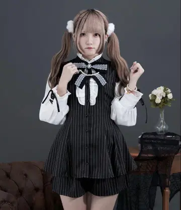 Pal elfy 모듬 프릴 콤비네존 스트라이프 블랙