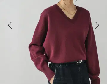 GLOBAL WORK 맨투맨 라이크 V넥 풀오버 보르도 L 사이즈