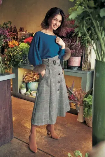 Mystrada 마이 스트라다 체크 플레어 스커트