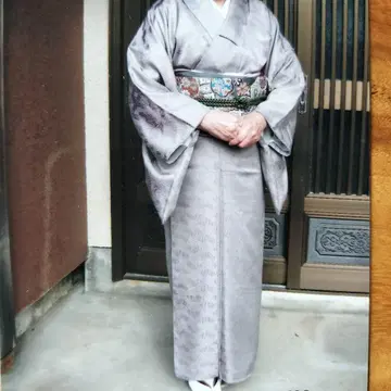 기모노 다회 이로무지 연보라 화살 무늬