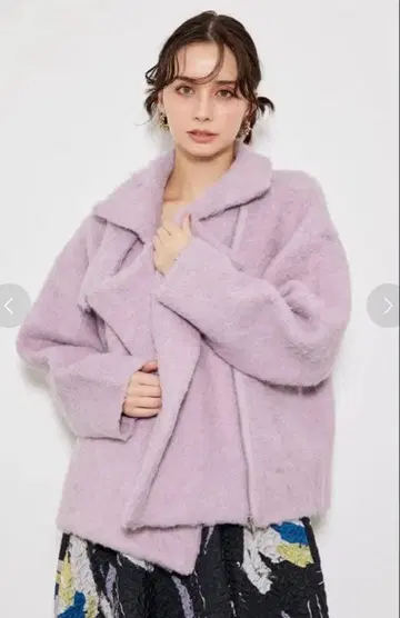 rienda 루즈 Knit 라이더 자켓 퍼플 미사용 택 포함