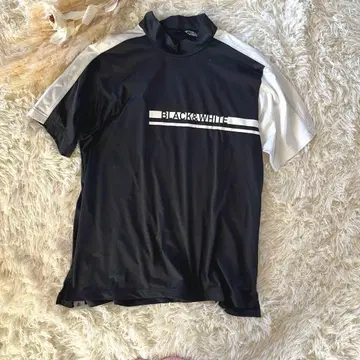 [ 블랙 앤 화이트 ] 골프 셔츠 하이넥 반팔 남성 의류