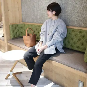 machatt 마차트 스탠드 카라 오버 셔츠 깅엄 체크