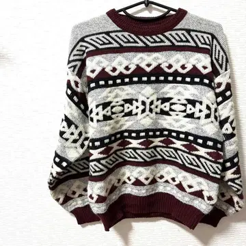 [ US 구제 의류 ] EXPRESSIONS 러그 패턴 크루넥 니트