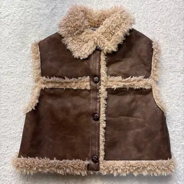 VEQUM 숏 페이크 무스탕 베스트 리버서블