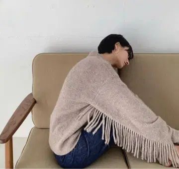 CLANE 프린지 슬리브 니트탑