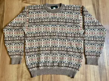 빈티지 알파카 100% 패턴 크루넥 스웨터