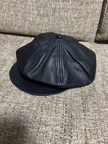 Schott 블랙 가죽 헌팅 캡