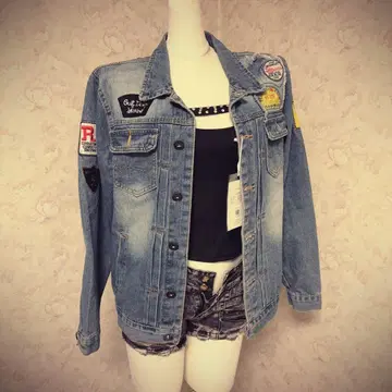 헤이세이 갸루 00s Y2K 라이트 블루 데님 자켓 시크 스타일