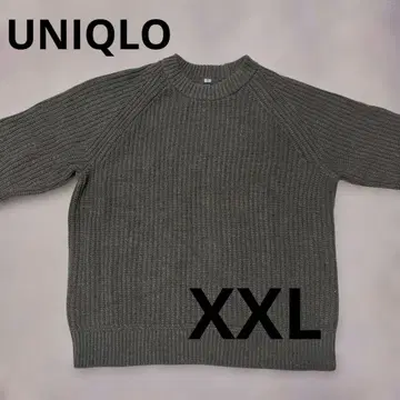 UNIQLO 유니클로 로우 게이지 리브 크루 스웨터 올리브 XXL