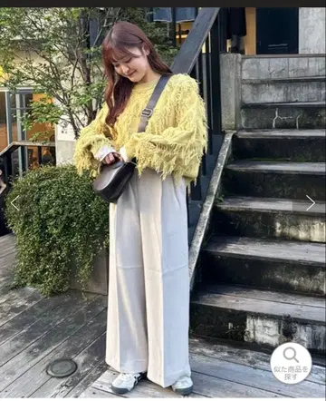 DISCOAT 프린지 니트 풀오버 라임 그린