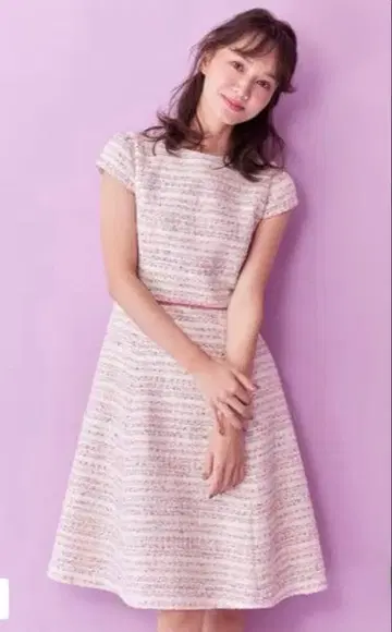 미사용 택 포함 TOCCA 원피스 트위드 핑크