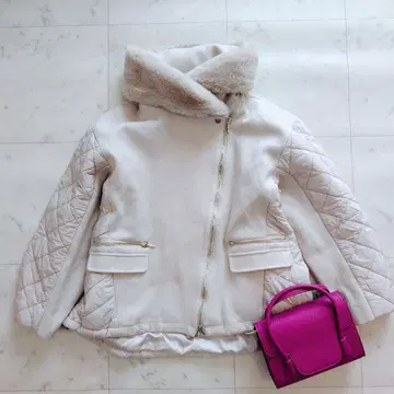 Eimee Law 멜톤&퀼트 퍼 후디 블루종 아이보리 M