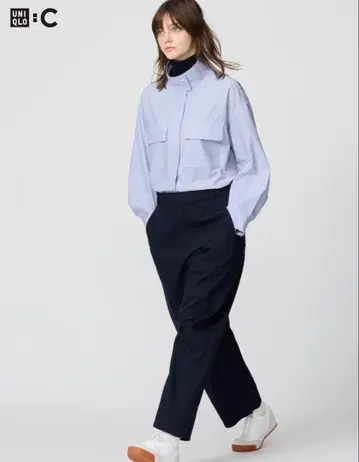 유니클로C 코튼 커브 앵클 팬츠 네이비 M