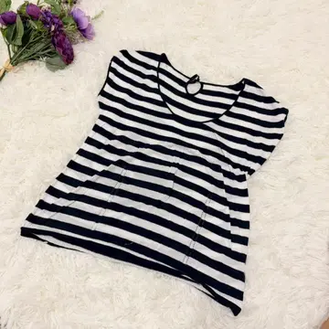 MACPHEE 보더 니트 상의 면 100% 보더 봄/여름 스트릿