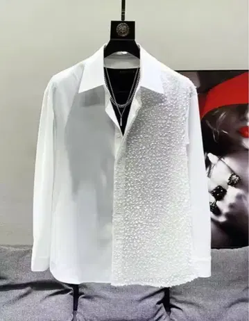 화이트 긴팔 셔츠 스팽글 한국 남성용