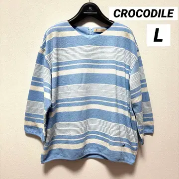 새상품 CROCODILE 크로커다일 상의 스트라이프 V넥 L