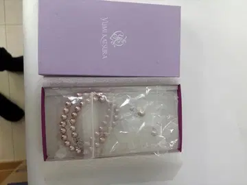 Yumi Katsura 핑크 펄 목걸이 귀찌 세트