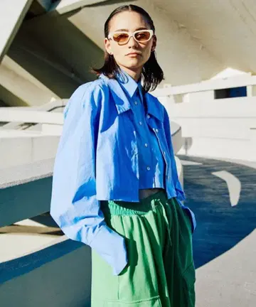 MAISON SPECIAL 더블 칼라 오버 숏 셔츠